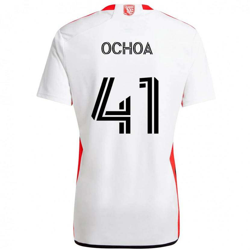 Danxen Mujer Camiseta Emmanuel Ochoa #41 Blanco Rojo 2ª Equipación 2025/26 La Camisa