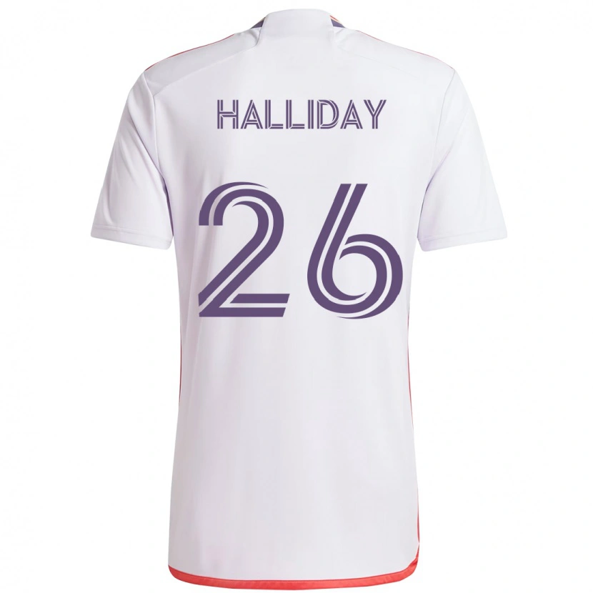 Danxen Mujer Camiseta Michael Halliday #26 Morado Blanco 2ª Equipación 2025/26 La Camisa