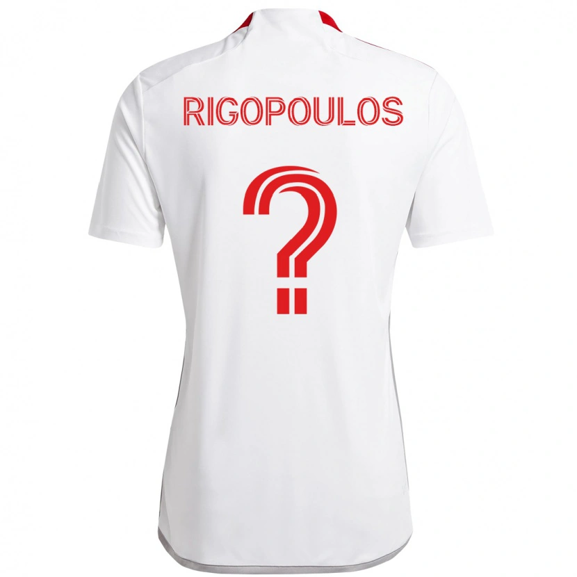 Danxen Mujer Camiseta Theo Rigopoulos #0 Blanco Rojo 2ª Equipación 2025/26 La Camisa