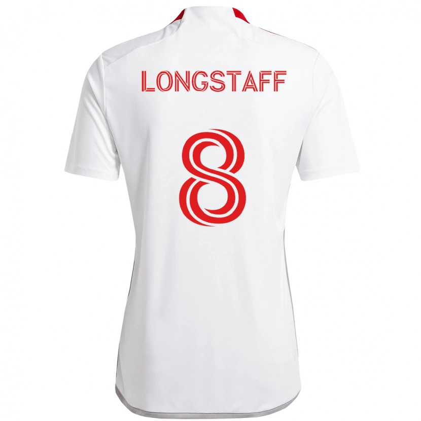 Danxen Mujer Camiseta Matty Longstaff #8 Rojo Blanco 2ª Equipación 2025/26 La Camisa