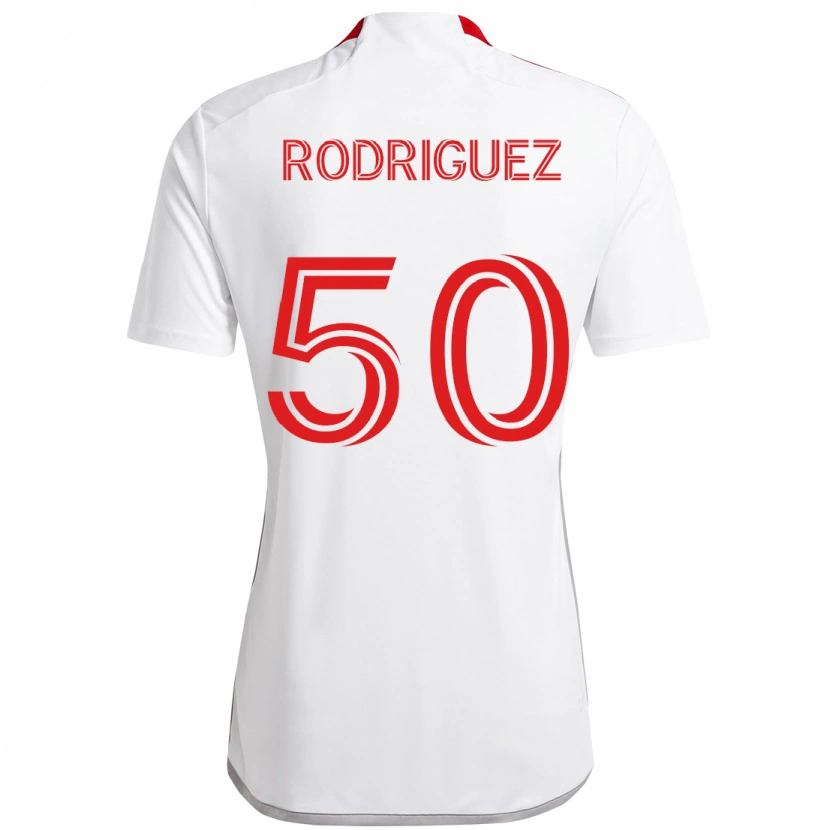 Danxen Mujer Camiseta Abraham Rodriguez #50 Rojo Blanco 2ª Equipación 2025/26 La Camisa