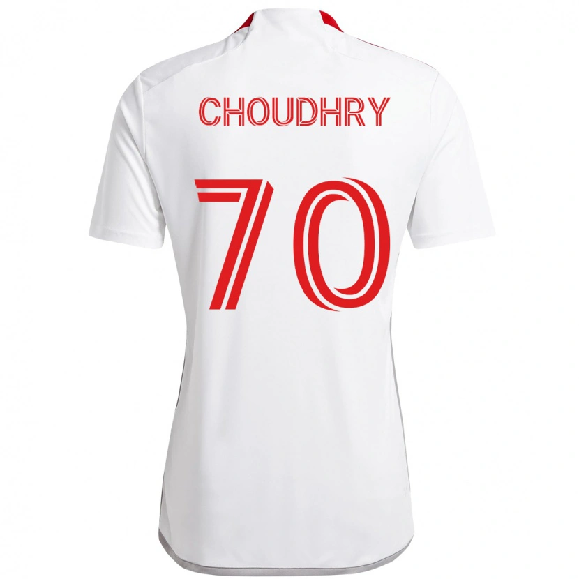 Danxen Mujer Camiseta Benjamin Choudhry #70 Rojo Blanco 2ª Equipación 2025/26 La Camisa