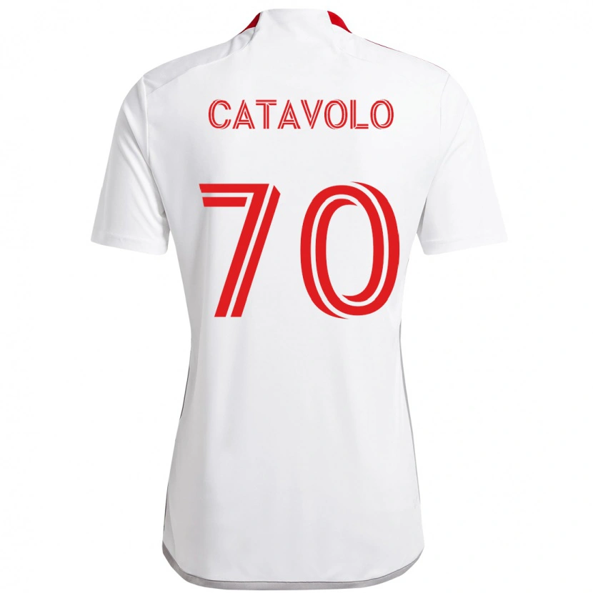 Danxen Mujer Camiseta Matthew Catavolo #70 Rojo Blanco 2ª Equipación 2025/26 La Camisa