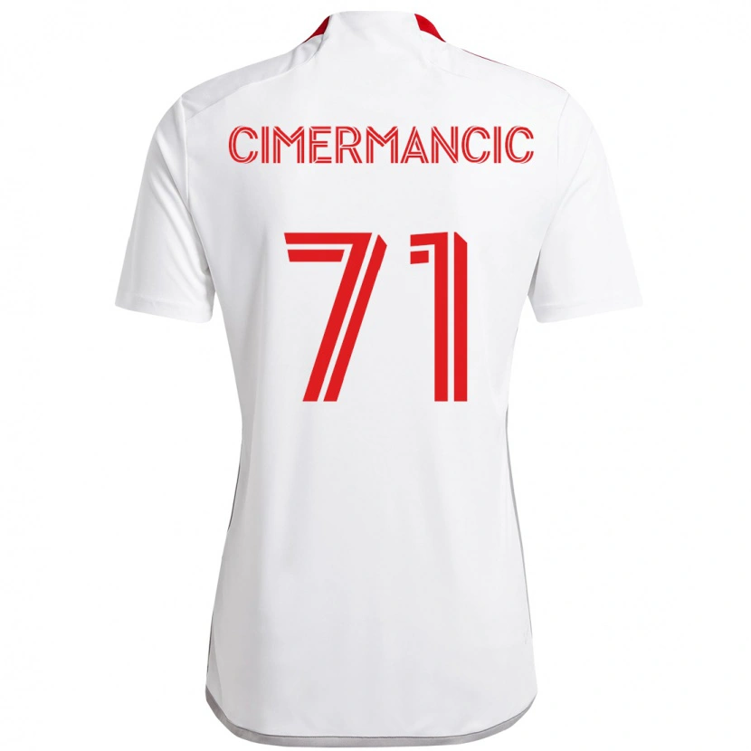 Danxen Mujer Camiseta Markus Cimermancic #71 Rojo Blanco 2ª Equipación 2025/26 La Camisa