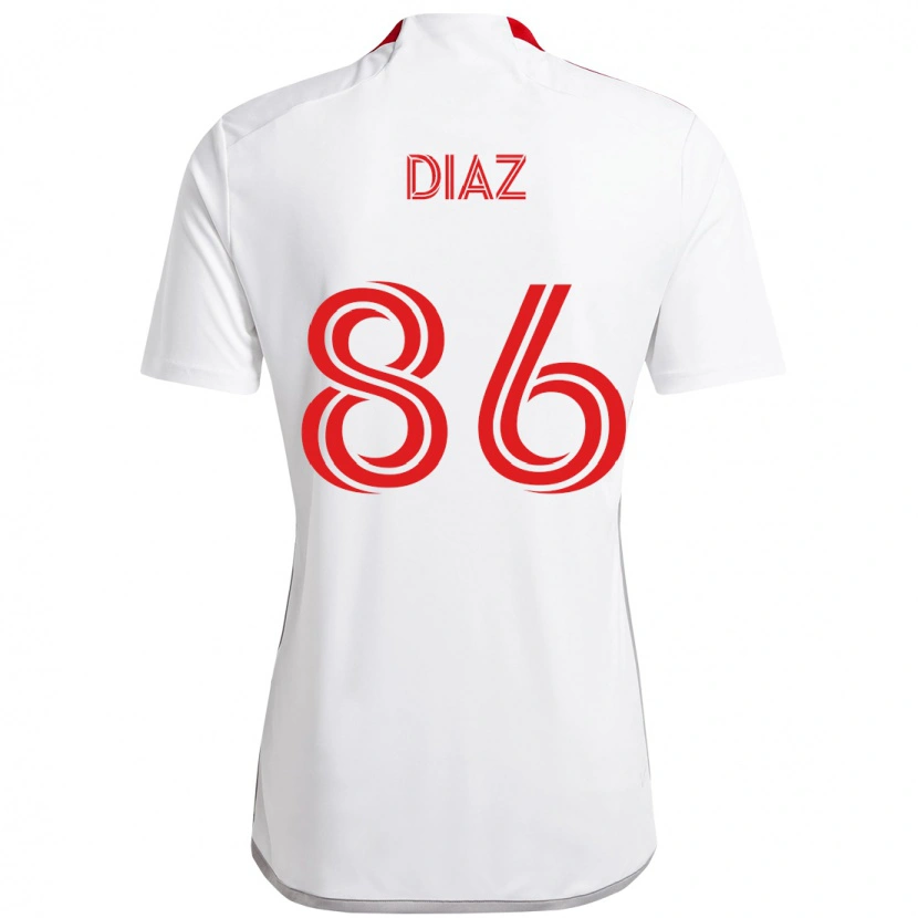 Danxen Mujer Camiseta Alec Díaz #86 Rojo Blanco 2ª Equipación 2025/26 La Camisa