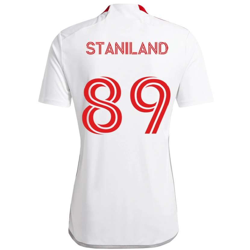 Danxen Mujer Camiseta Charlie Staniland #89 Rojo Blanco 2ª Equipación 2025/26 La Camisa