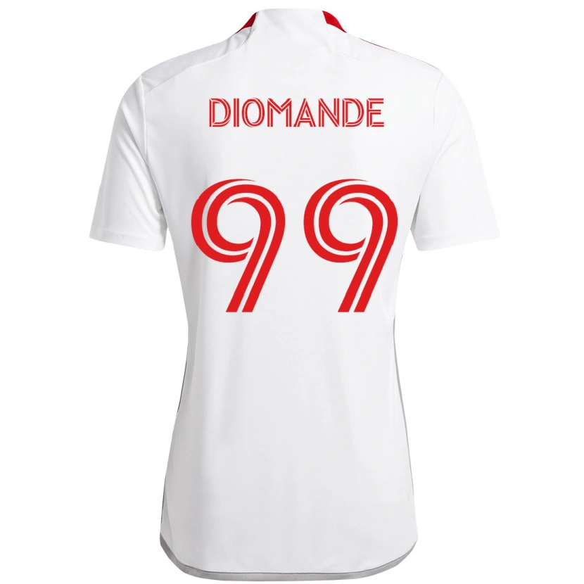 Danxen Mujer Camiseta Adama Diomande #99 Blanco Rojo 2ª Equipación 2025/26 La Camisa