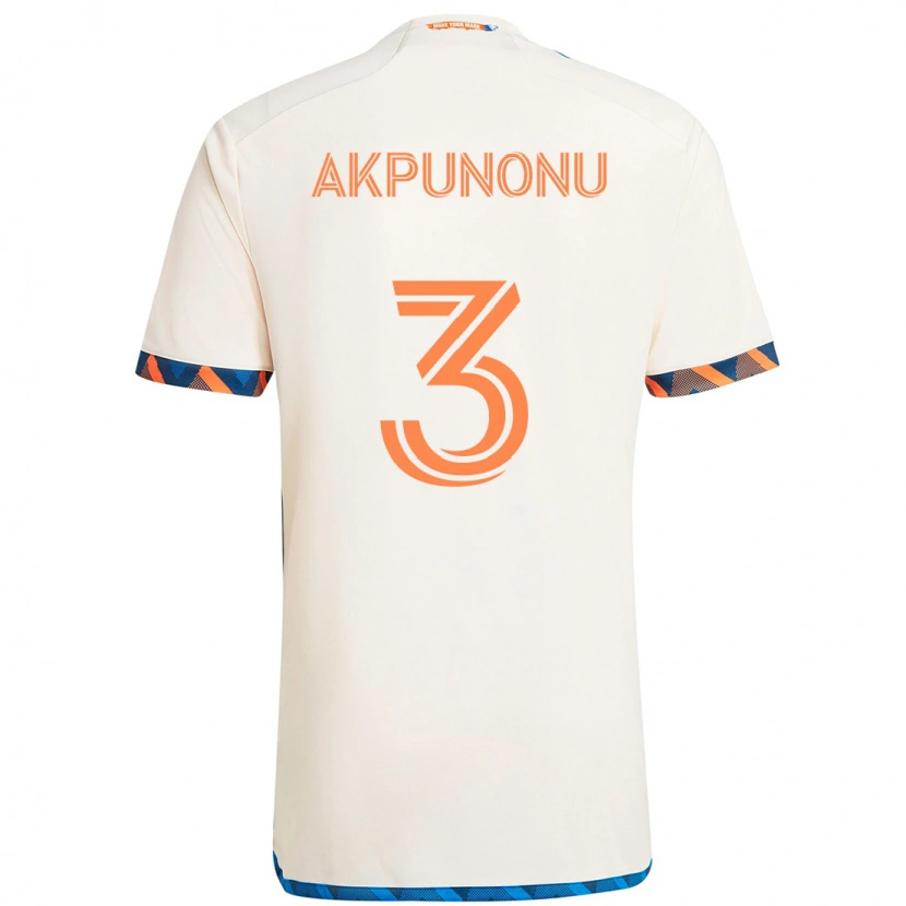 Danxen Mujer Camiseta Joey Akpunonu #3 Blanco Azul Naranja 2ª Equipación 2025/26 La Camisa