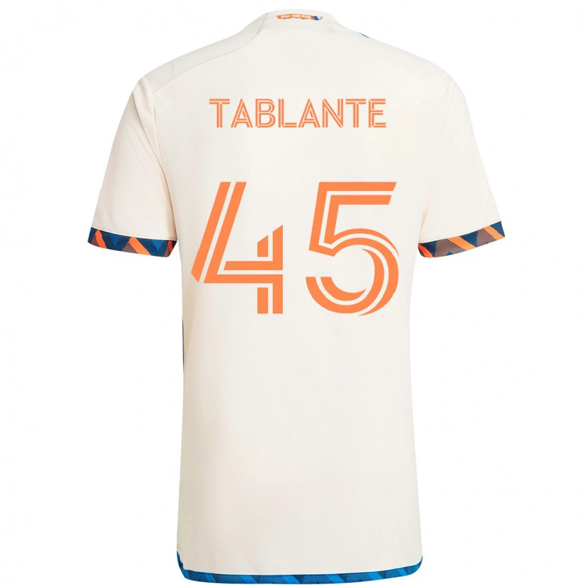 Danxen Mujer Camiseta Moises Tablante #45 Blanco Azul Naranja 2ª Equipación 2025/26 La Camisa