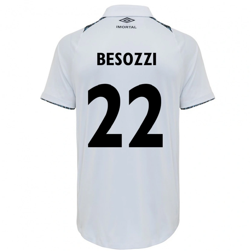 Danxen Mujer Camiseta Lucas Besozzi #22 Blanco Azul 2ª Equipación 2025/26 La Camisa