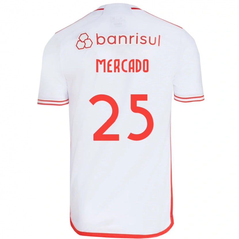 Danxen Mujer Camiseta Gabriel Mercado #25 Rojo Blanco 2ª Equipación 2025/26 La Camisa