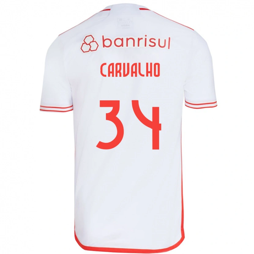 Danxen Mujer Camiseta Gabriel Carvalho #34 Blanco Rojo 2ª Equipación 2025/26 La Camisa