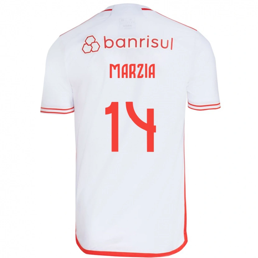 Danxen Mujer Camiseta Marzia #14 Blanco Rojo 2ª Equipación 2025/26 La Camisa