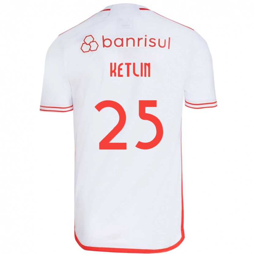 Danxen Mujer Camiseta Ketlin #25 Blanco Rojo 2ª Equipación 2025/26 La Camisa