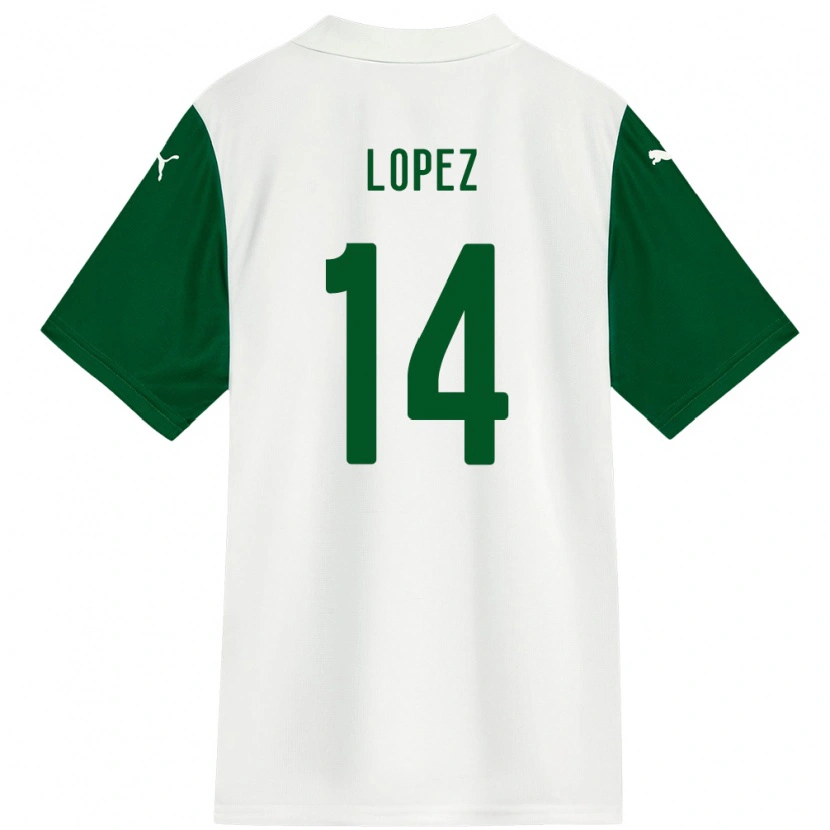 Danxen Mujer Camiseta David Lopez #14 Verde Blanco 2ª Equipación 2025/26 La Camisa