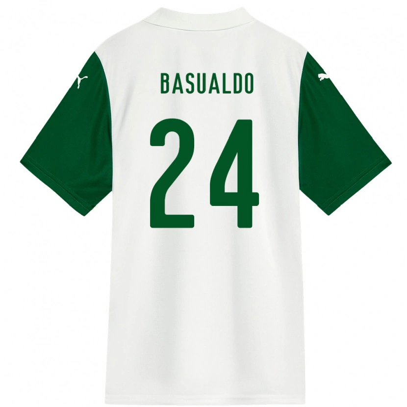 Danxen Mujer Camiseta Luis Basualdo #24 Verde Blanco 2ª Equipación 2025/26 La Camisa