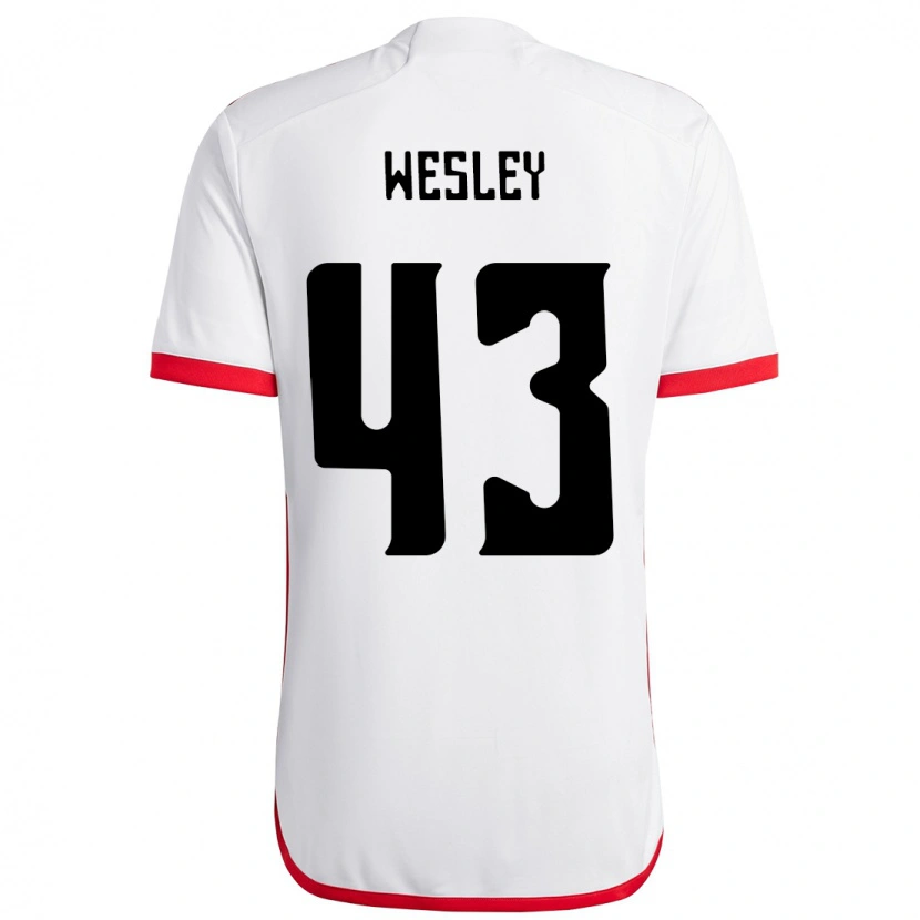 Danxen Mujer Camiseta Wesley #43 Blanco Rojo 2ª Equipación 2025/26 La Camisa