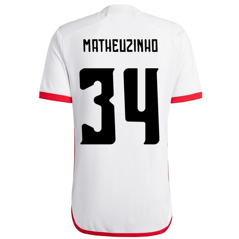 Danxen Mujer Camiseta Matheuzinho #34 Blanco Rojo 2ª Equipación 2025/26 La Camisa