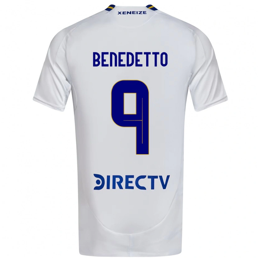 Danxen Mujer Camiseta Dario Benedetto #9 Blanco Azul 2ª Equipación 2025/26 La Camisa
