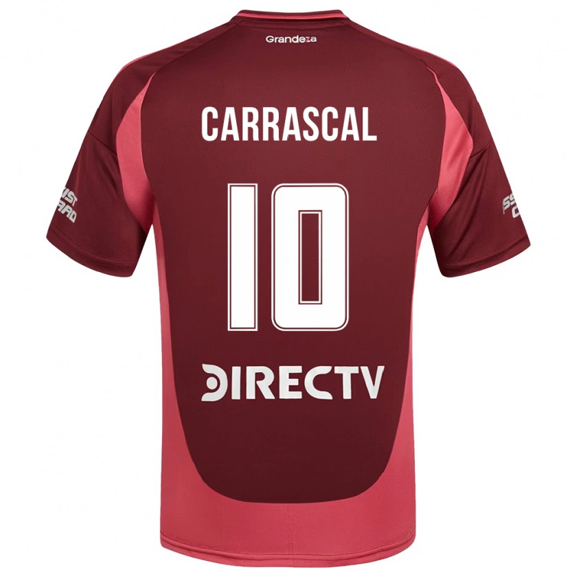 Danxen Mujer Camiseta Jorge Carrascal #10 Blanco Rojo 2ª Equipación 2025/26 La Camisa