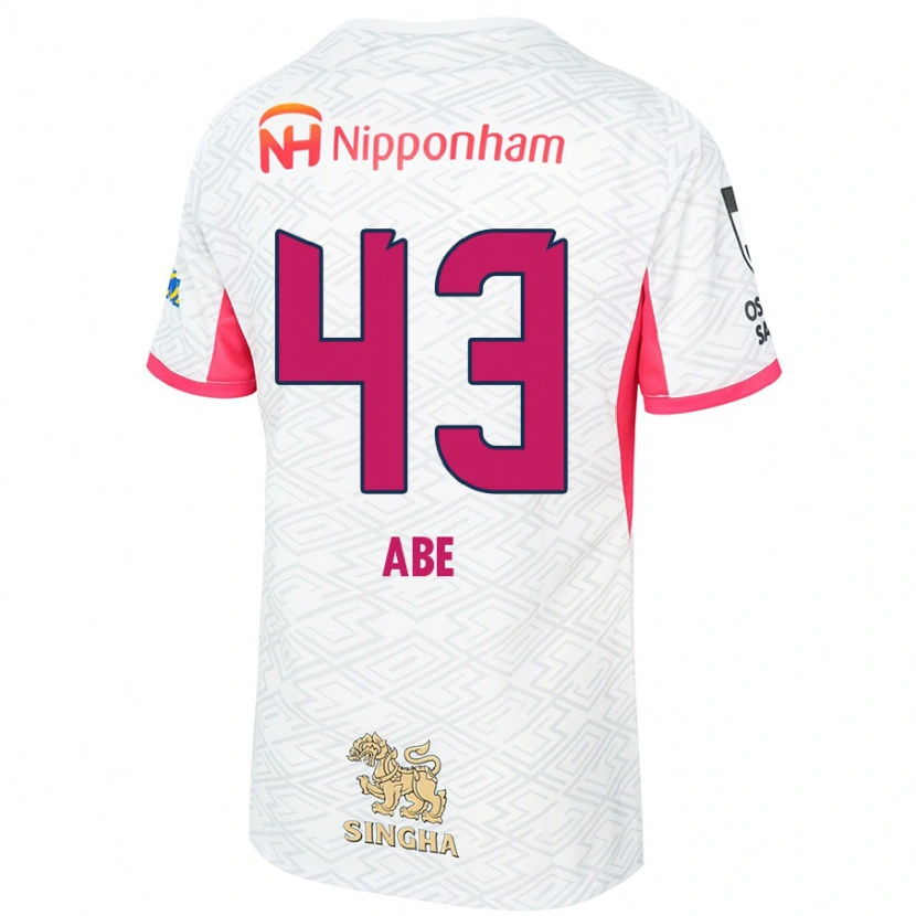 Danxen Mujer Camiseta Yosei Abe #43 Rosa Sakura Blanco 2ª Equipación 2025/26 La Camisa