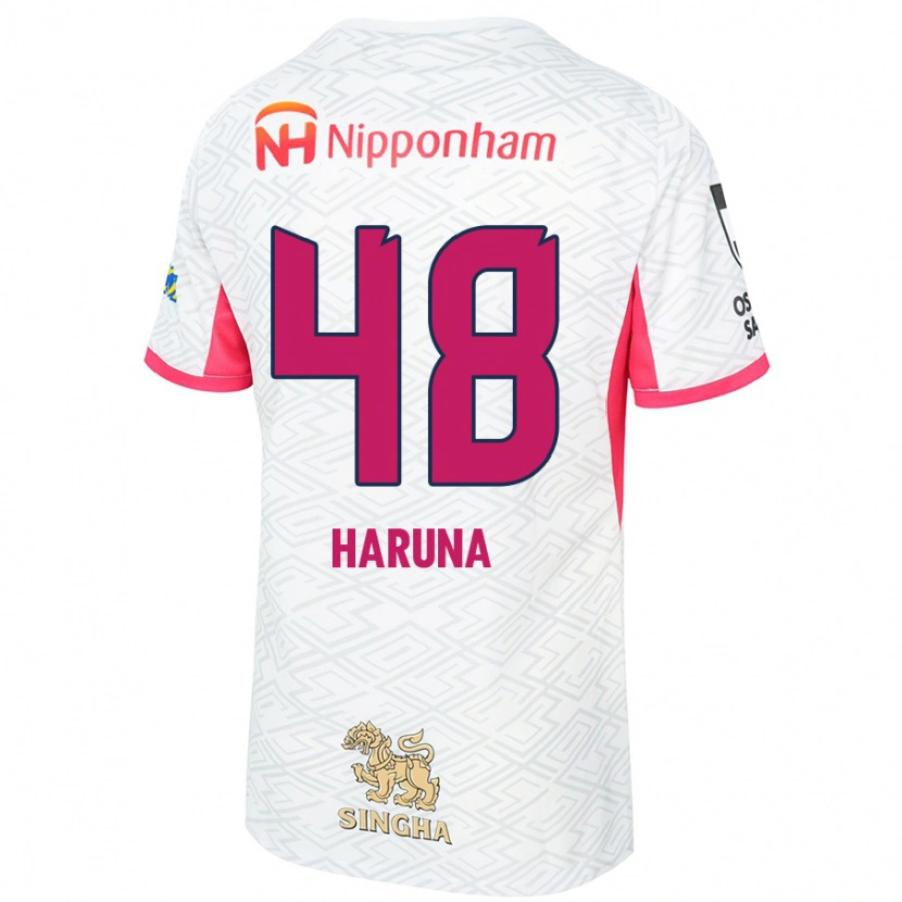 Danxen Mujer Camiseta Ryusei Haruna #48 Rosa Sakura Blanco 2ª Equipación 2025/26 La Camisa