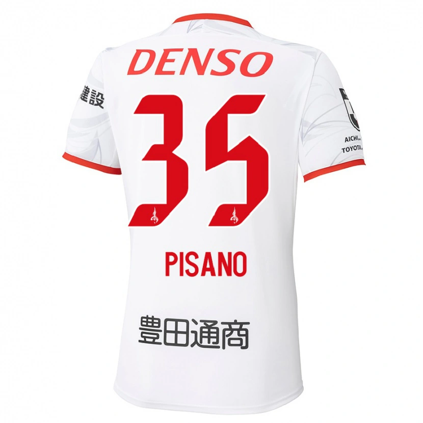 Danxen Mujer Camiseta Alexandre Pisano #35 Rojo Amarillo 2ª Equipación 2025/26 La Camisa