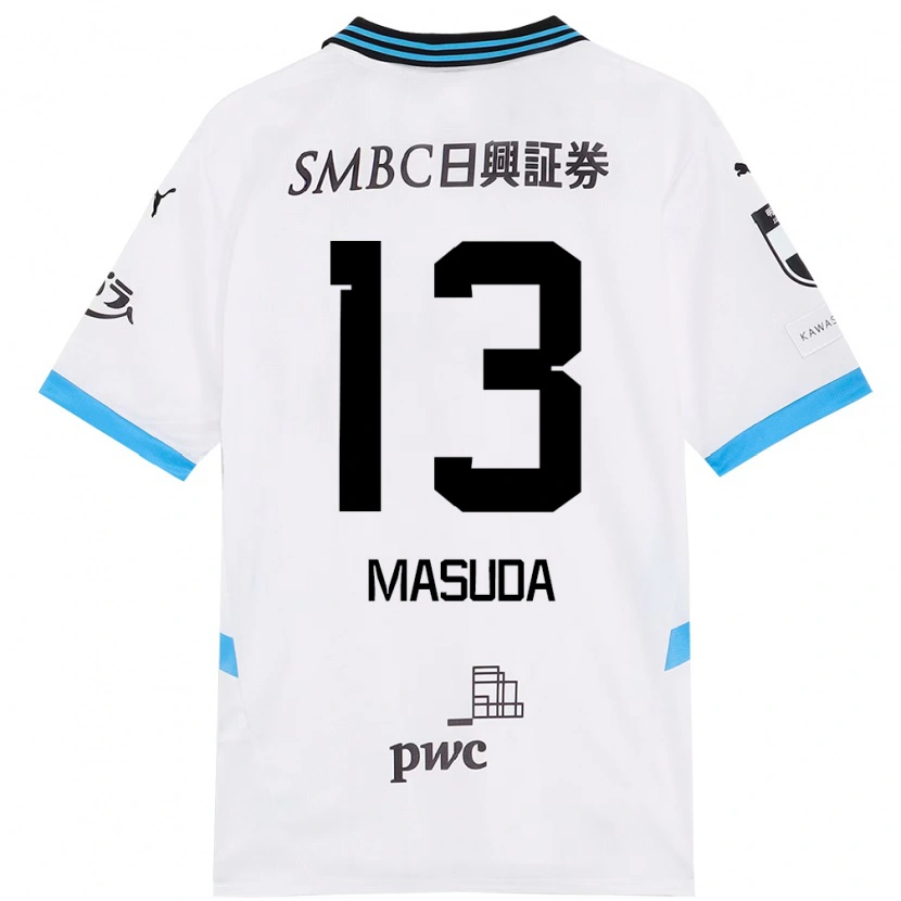 Danxen Mujer Camiseta Hinata Masuda #13 Blanco Azul Celeste 2ª Equipación 2025/26 La Camisa