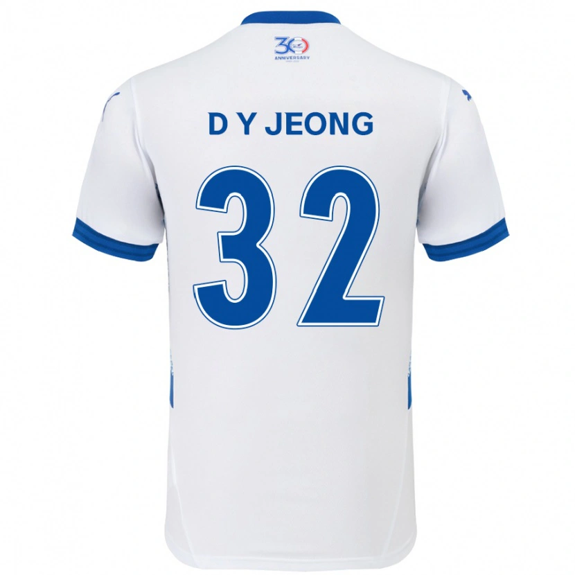 Danxen Mujer Camiseta Dong-Yun Jeong #32 Azul Real Blanco 2ª Equipación 2025/26 La Camisa