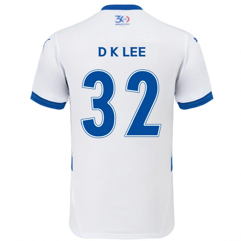 Danxen Mujer Camiseta Kyu-Dong Lee #32 Blanco Azul Real 2ª Equipación 2025/26 La Camisa