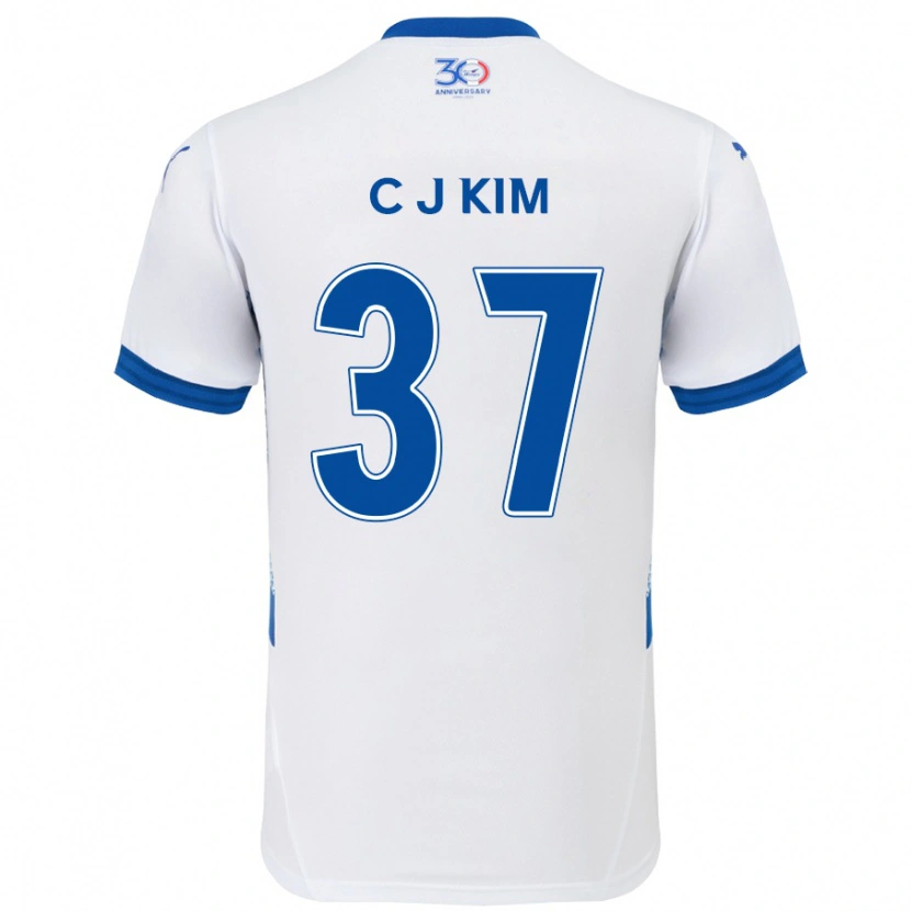 Danxen Mujer Camiseta Joo-Chan Kim #37 Blanco Azul Real 2ª Equipación 2025/26 La Camisa