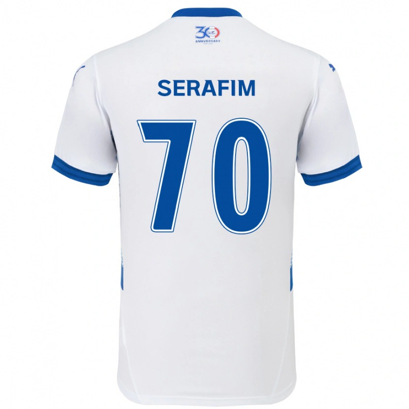 Danxen Mujer Camiseta Matheus Serafim #70 Azul Real Blanco 2ª Equipación 2025/26 La Camisa