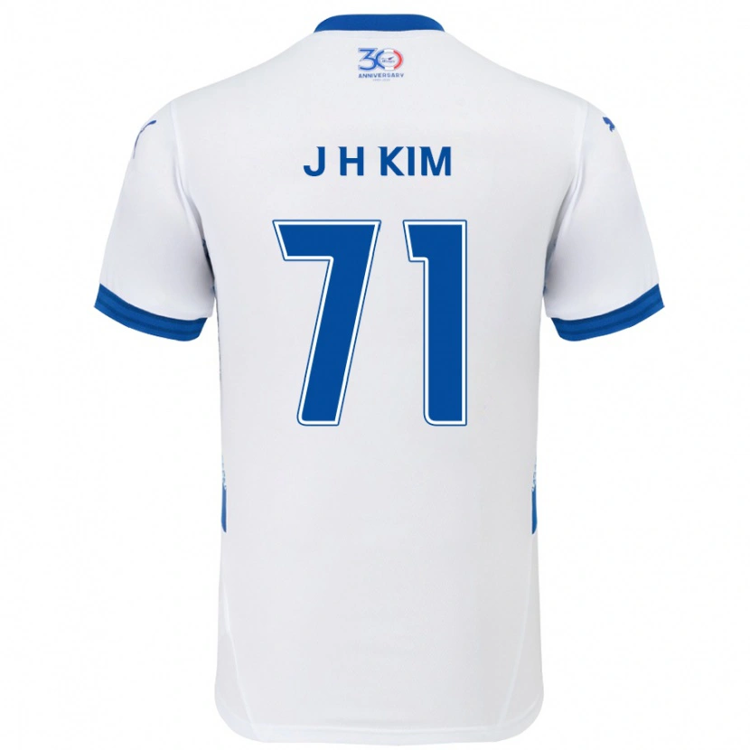 Danxen Mujer Camiseta Ji-Ho Kim #71 Blanco Azul Real 2ª Equipación 2025/26 La Camisa