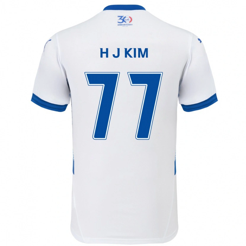 Danxen Mujer Camiseta Ji-Hyun Kim #77 Blanco Azul Real 2ª Equipación 2025/26 La Camisa