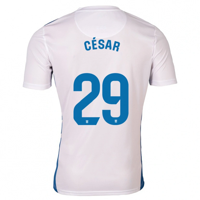 Danxen Mujer Camiseta César Álvarez #29 Blanco Azul 1ª Equipación 2025/26 La Camisa