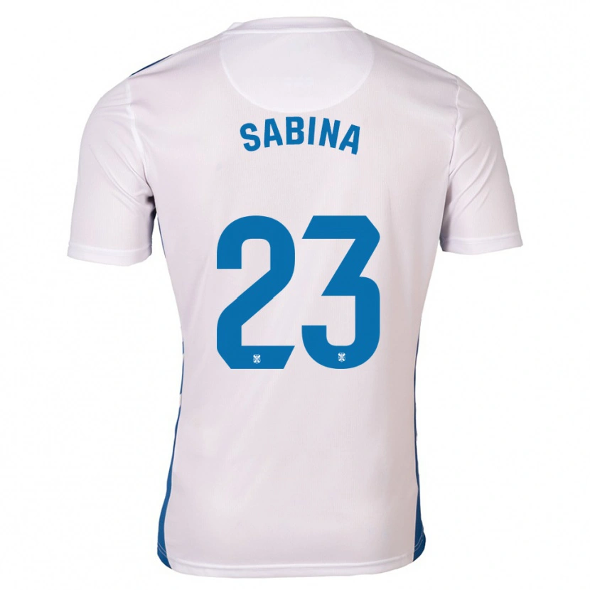Danxen Mujer Camiseta Fran Sabina #23 Blanco Azul 1ª Equipación 2025/26 La Camisa