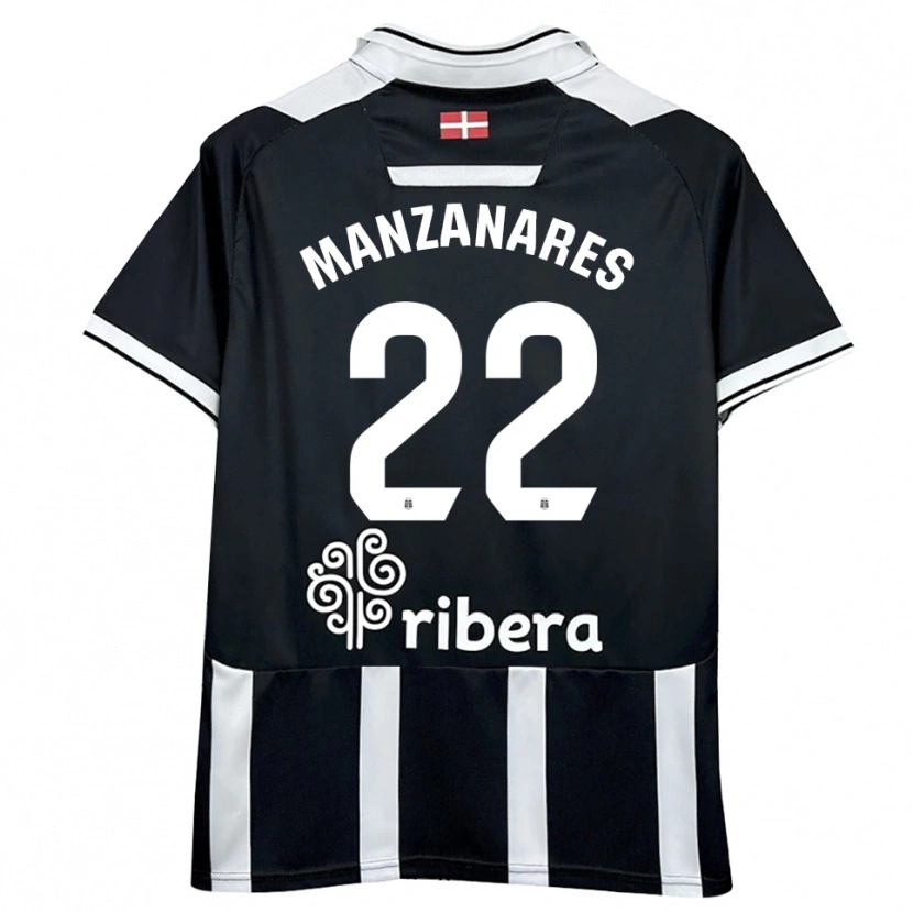 Danxen Mujer Camiseta Dani Manzanares #22 Negro Blanco 1ª Equipación 2025/26 La Camisa