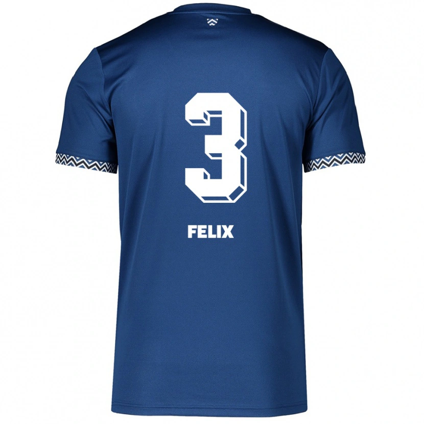 Danxen Mujer Camiseta Joel Felix #3 Azul Marino Blanco 1ª Equipación 2025/26 La Camisa