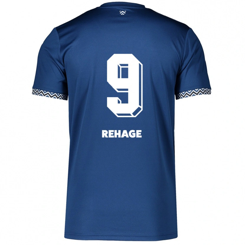 Danxen Mujer Camiseta Ben Rehage #9 Azul Marino Blanco 1ª Equipación 2025/26 La Camisa