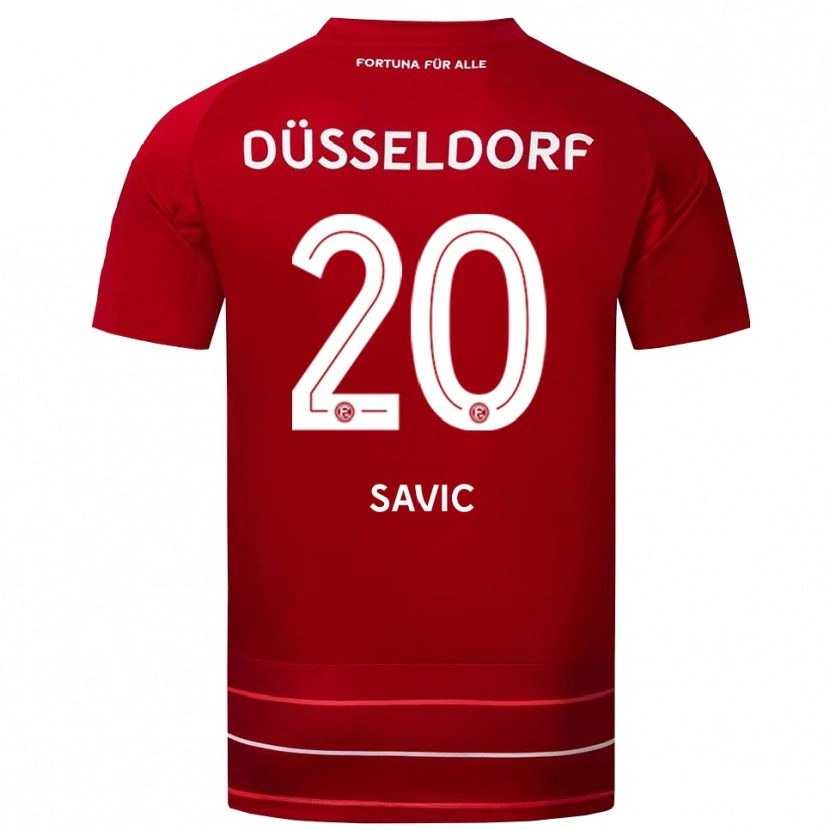 Danxen Mujer Camiseta David Savic #20 Rojo Blanco 1ª Equipación 2025/26 La Camisa