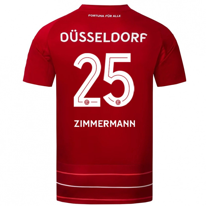 Danxen Mujer Camiseta Matthias Zimmermann #25 Rojo Blanco 1ª Equipación 2025/26 La Camisa