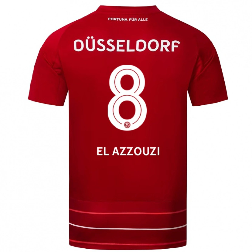 Danxen Mujer Camiseta Anouar El Azzouzi #8 Rojo Blanco 1ª Equipación 2025/26 La Camisa