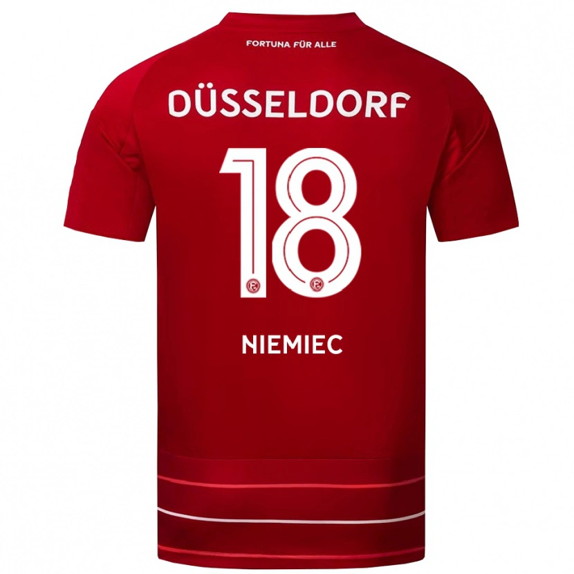 Danxen Mujer Camiseta Jona Niemiec #18 Rojo Blanco 1ª Equipación 2025/26 La Camisa