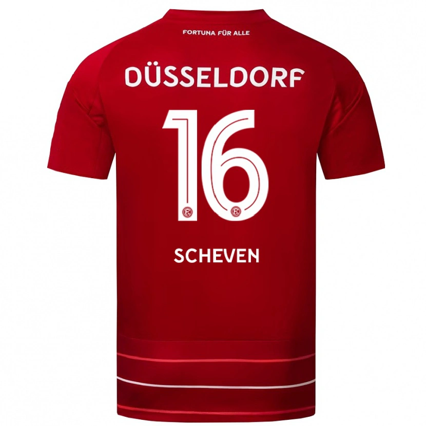 Danxen Mujer Camiseta Josua Scheven #16 Rojo Blanco 1ª Equipación 2025/26 La Camisa