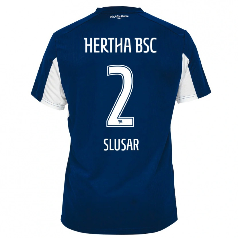 Danxen Mujer Camiseta Marcel Slusar #2 Blanco Azul 1ª Equipación 2025/26 La Camisa