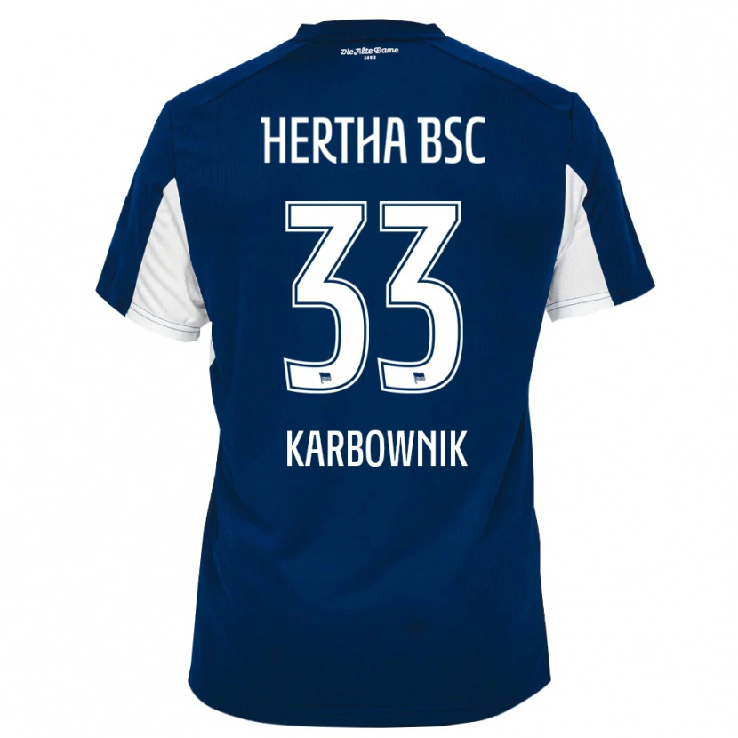 Danxen Mujer Camiseta Michal Karbownik #33 Blanco Azul 1ª Equipación 2025/26 La Camisa