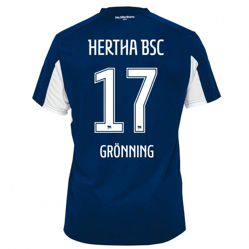 Danxen Mujer Camiseta Sebastian Grönning #17 Blanco Azul 1ª Equipación 2025/26 La Camisa