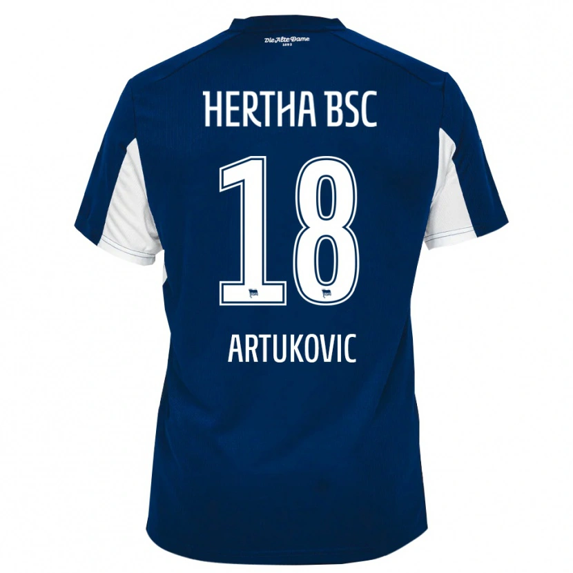 Danxen Mujer Camiseta Ardian Artukovic #18 Blanco Azul 1ª Equipación 2025/26 La Camisa