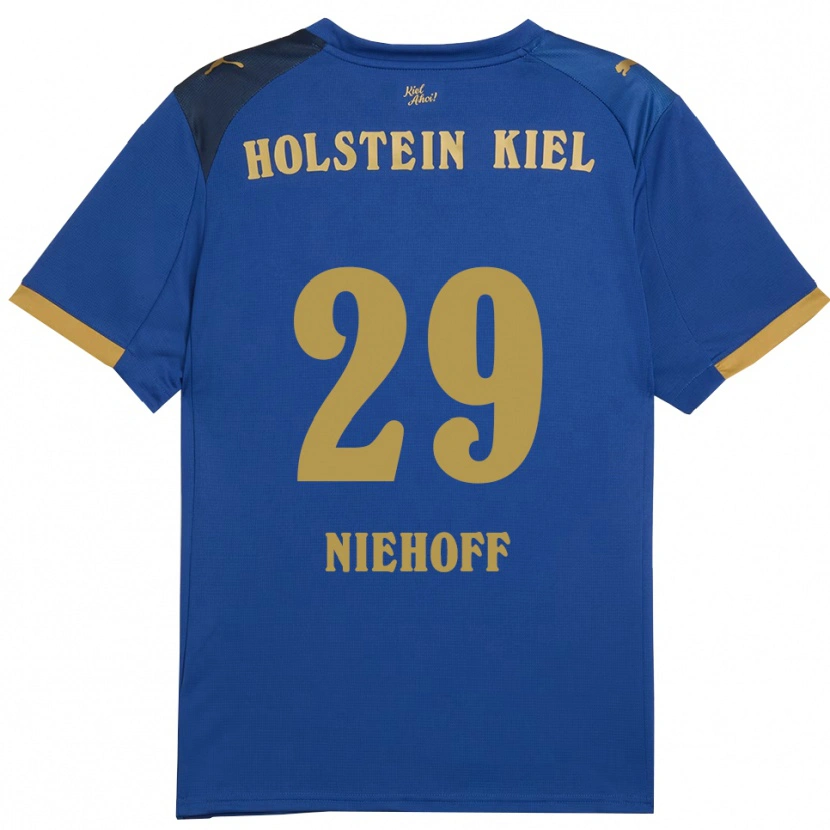 Danxen Mujer Camiseta Niklas Niehoff #29 Azul Dorado 1ª Equipación 2025/26 La Camisa