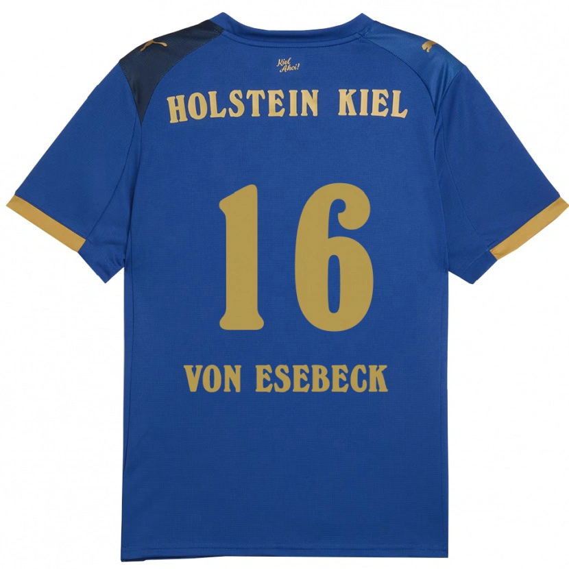 Danxen Mujer Camiseta Oskar Von Esebeck #16 Azul Dorado 1ª Equipación 2025/26 La Camisa